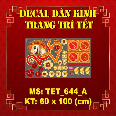 DECAL TRANG TRÍ TẾT CHÚC MỪNG NĂM MỚI THẦN TÀI VÀ ĐỈNH VÀNG
