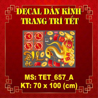 DECAL TRANG TRÍ TẾT RẮN VÀNG TÀI LỘC