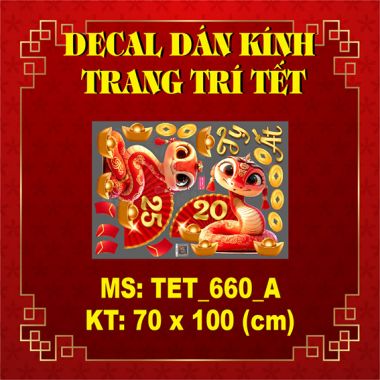 DECAL TRANG TRÍ TẾT ĐÔI RẮN ĐỎ MAY MẮN SỐ 2