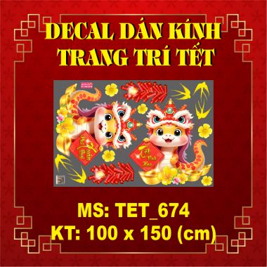 DECAL TRANG TRÍ TẾT ĐÔI RẮN NHỎ CHÚC XUÂN PHÚ QUÝ TẾT VINH HOA
