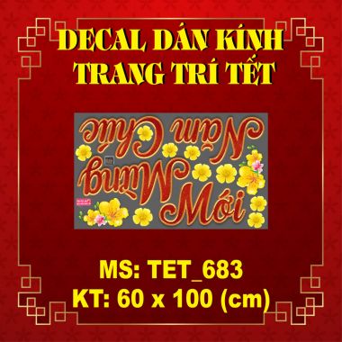 DECAL DÁN KÍNH TRANG TRÍ TẾT CHÚC MỪNG NĂM MỚI SẮC ĐỎ VÀ MAI VÀNG