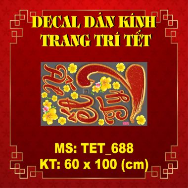 DECAL TRANG TRÍ TẾT ẤT TỴ SẮC ĐỎ VÀ MAI VÀNG