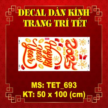 DECAL DÁN KÍNH TRANG TRÍ TẾT BÉ TRAI BÉ GÁI VUI XUÂN DƯỚI MAI VÀNG