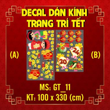 TRANG TRÍ TẾT CỬA 4 CÁNH XINGFA BÉ CHÚC XUÂN VÀ CÂY MAI VÀNG