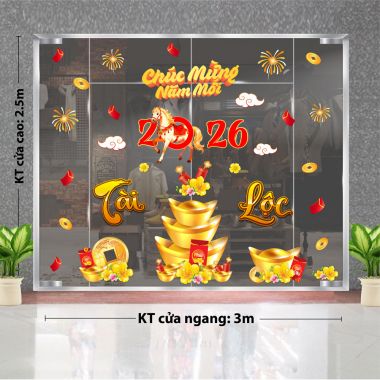 DECAL DÁN KÍNH TRANG TRÍ TẾT TÀI LỘC ĐONG DẦY NĂM 2026