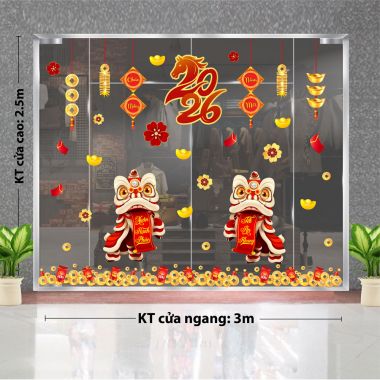 DECAL DÁN KÍNH TRANG TRÍ TẾT CHO CÔNG TY ĐÔI LÂN VÀ LIỄN CHÚC XUÂN 2026
