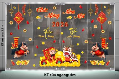 DECAL DÁN KÍNH TRANG TRÍ TẾT CHÚC MỪNG NĂM MỚI XUÂN THỊNH VƯỢNG TẾT AN KHANG