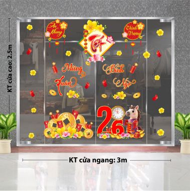 DECAL DÁN KÍNH TRANG TRÍ TẾT AN KHANG THINH VƯỢNG XUÂN BÌNH NGỌ