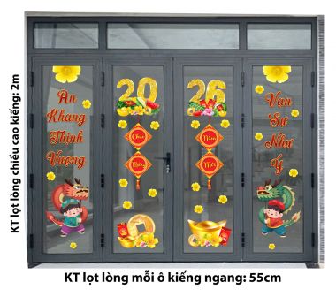 DECAL DÁN KÍNH TRANG TRÍ TẾT BÉ MÙA RỒNG CHÚC XUÂN AN KHANG THỊNH VƯỢNG