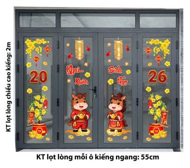 DECAL DÁN KÍNH TRANG TRÍ TẾT MAI VÀNG KHAI XUÂN BÍNH NGỌ 2026