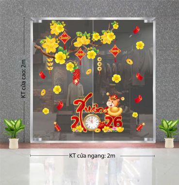 DECAL DÁN KÍNH TRANG TRÍ TẾT MAI VÀNG ĐÓN XUÂN 2026