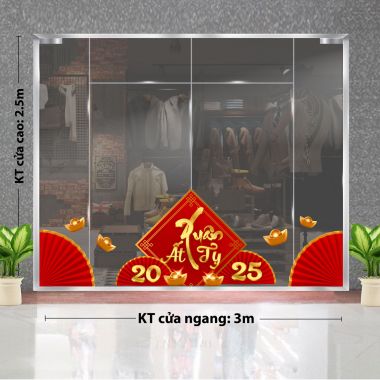 DECAL TRANG TRÍ TẾT XUÂN ẤT TỴ 2025 VÀ CÁNH QUẠT ĐỎ