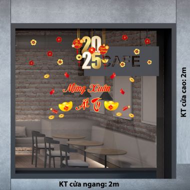 DECAL TRANG TRÍ TẾT MỪNG XUÂN ẤT TỴ DÂY TREO SỐ 2025