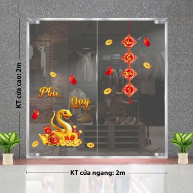 DECAL TRANG TRÍ TẾT RẮN VÀNG PHÚ QUÝ