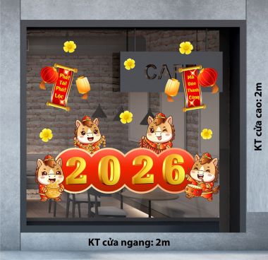 DECAL TRANG TRÍ TẾT LIỄN XUÂN 2026 BÍNH NGỌ