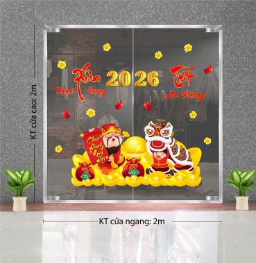 DECAL TRANG TRÍ TẾT THẦN TÀI VÀ LÂN XUÂN THỊNH VƯỢNG 2026