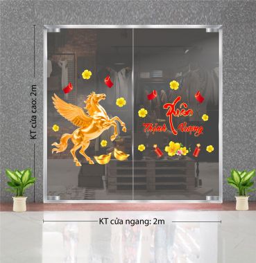 DECAL TRANG TRÍ TẾT NGỰA VÀNG XUÂN THỊNH VƯỢNG 
