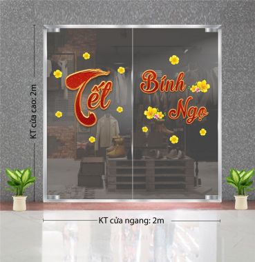 DECAL TRANG TRÍ TẾT BÍNH NGỌ MÀU ĐỎ