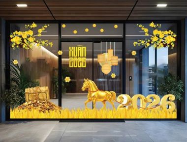 TRANG TRÍ TẾT CHO NGÂN HÀNG NGỰA VÀNG TRÊN CÁNH ĐỒNG VÀNG 2026