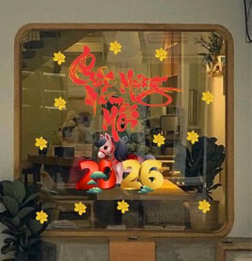 DECAL TRANG TRÍ TẾT CHÚC MỪNG NĂM MỚI 2026 VÀ MAI VÀNG