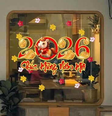 DECAL TRANG TRÍ TẾT CHÚC MỪNG NĂM MỚI 2026