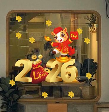 DECAL TRANG TRÍ TẾT 2026 TÚI TIỀN ĐẦY LỘC