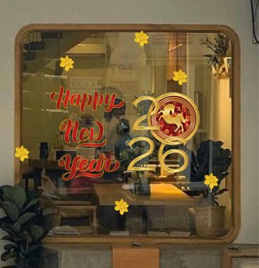 DECAL DÁN KÍNH TRANG TRÍ TẾT HAPPY NEW YEAR 2026