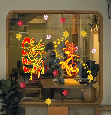 DECAL DÁN KÍNH TRANG TRÍ TẾT CHÚC MỪNG NĂM MỚI CUNG CHÚC TÂN XUÂN