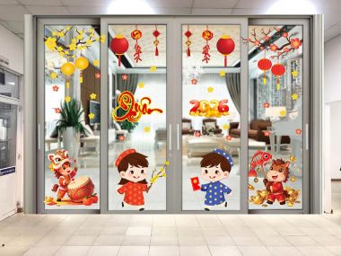 DECAL DÁN KÍNH TRANG TRÍ TẾT BÉ VUI XUÂN