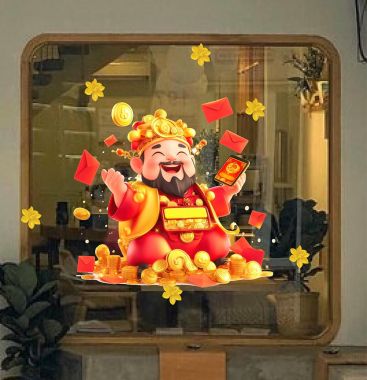 DECAL DÁN KÍNH TRANG TRÍ TẾT ÔNG THẦN TÀI PHÁT LỘC