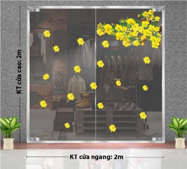 DECAL TRANG TRÍ TẾT MAI VÀNG PHÚ QUÝ