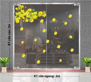 DECAL TRANG TRÍ TẾT MAI VÀNG PHÚ QUÝ 2