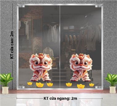 DECAL TRANG TRÍ TẾT ĐÔI LÂN NHỎ CHÀO XUÂN