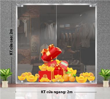 DECAL TRANG TRÍ TẾT HỘP ĐỎ TÀI LỘC 2