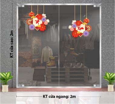DECAL DÁN KÍNH TRANG TRÍ TẾT DÂY LỒNG ĐÈN TẾT XUÂN