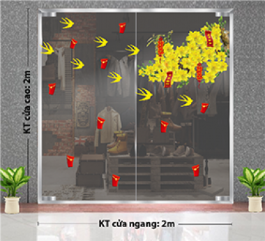 DECAL DÁN KÍNH TRANG TRÍ TẾT MAI VÀNG KHOE SẮC THẮM ÉN VÀNG CHAO LƯỢN
