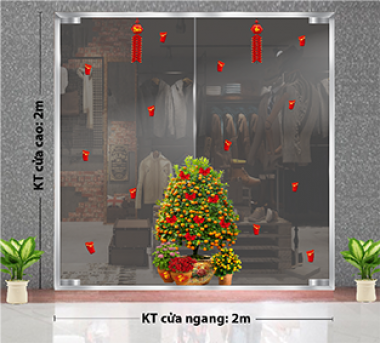 DECAL DÁN KÍNH TRANG TRÍ TẾT CÂY QUẤT TRĨU QUẢ
