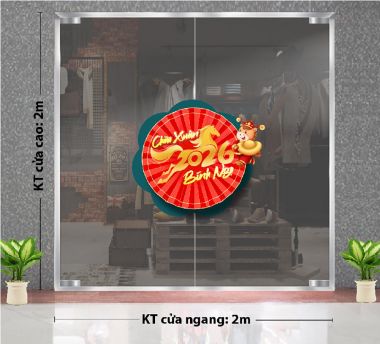 DECAL DÁN KÍNH TRANG TRÍ TẾT LIỄN TRÒN CHÀO XUÂN BÍNH NGỌ 2026