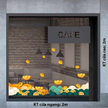 DECAL DÁN KÍNH TRANG TRÍ TẾT CHÂN TIỀN VÀO NHƯ NƯỚC