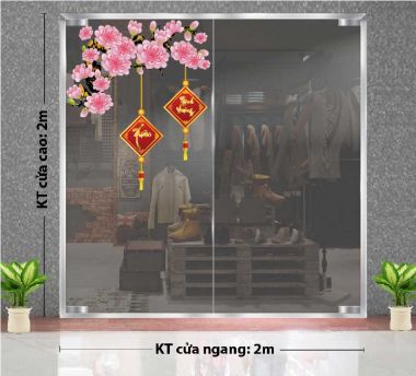 DECAL DÁN KÍNH TRANG TRÍ TẾT LIỄN TREO TRÊN CÀNH ĐÀO HỒNG