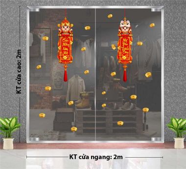 DECAL DÁN KÍNH TRANG TRÍ TẾT ĐÔI CÂU ĐỐI CHÚC MỪNG NĂM MỚI MÃ ĐÁO THÀNH CÔNG