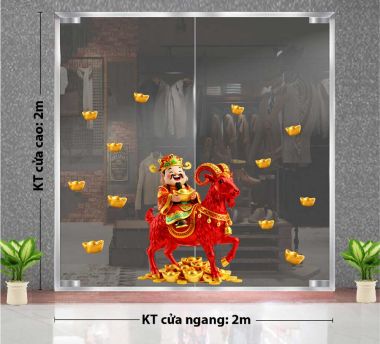 HÌNH DÁN KÍNH TRANG TRÍ TẾT THẦN TÀI DU XUÂN ĐINH MÙI 2027