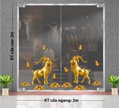 TRANG TRÍ TẾT TRÊN KÍNH ĐÔI DÊ VÀNG VÀ NHỮNG THỎI VÀNG