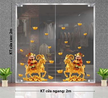 HÌNH DÁN KÍNH TRANG TRÍ TẾT THẦN TÀI VÀ ĐINH MÙI