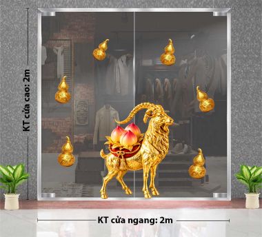 DECAL DÁN KÍNH TRANG TRÍ TẾT 2027 ĐINH MÙI VÀ NHỮNG QUẢ ĐÀO THỌ