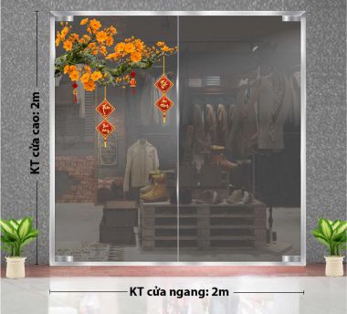 TRANG TRÍ TẾT TRÊN KÍNH CÀNH MAI VÀNG CAM CHÚC XUÂN