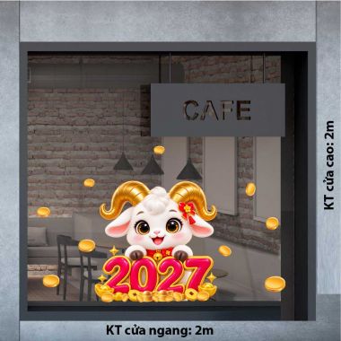 DECAL DÁN KÍNH TRANG TRÍ TẾT ĐINH MÙI MAY MẮN 2027