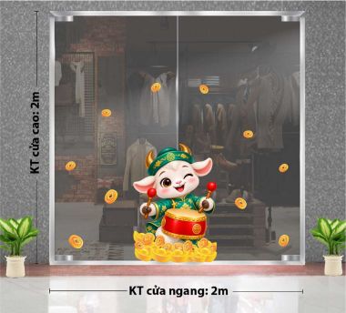 DECAL DÁN KÍNH TRANG TRÍ TẾT ĐINH MÙI ĐÁNH TRỐNG