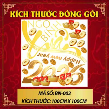 DECAL TRANG TRÍ TẾT XUÂN BÍNH NGỌ 2026 SẮC VÀNG