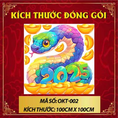 DECAL TRANG TRÍ TẾT RẮN ÔM VÀNG 2025